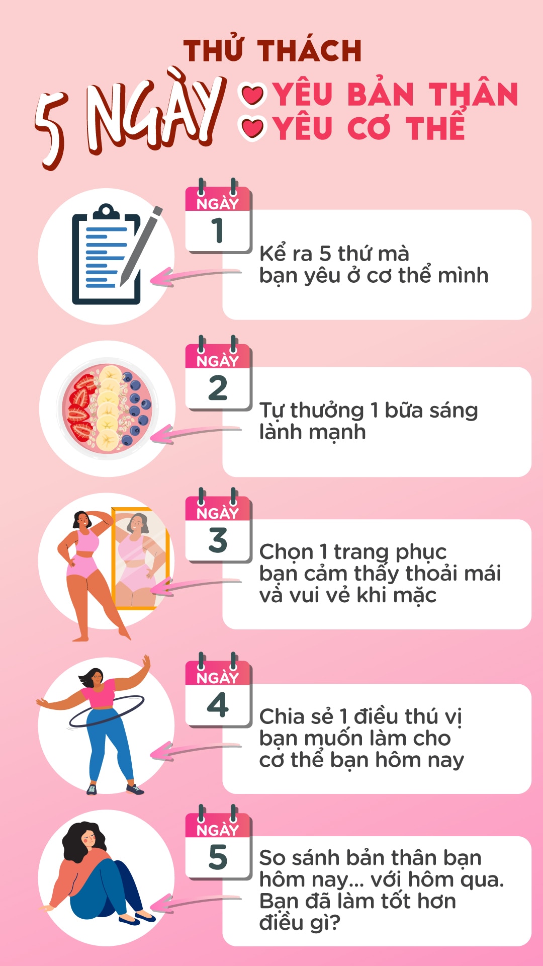 thử thách 5 ngày yêu bản thân và cơ thể