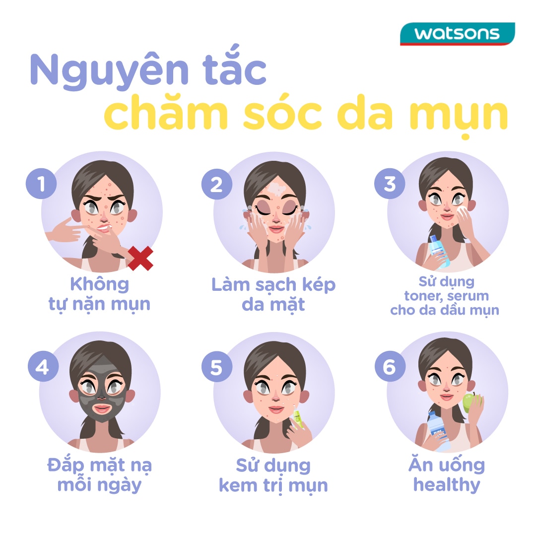 nguyên tắc chăm sóc da mụn