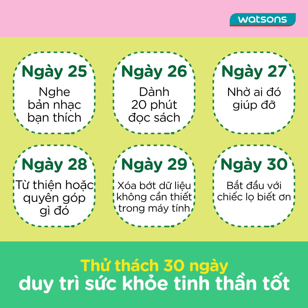 Thử thách sức khỏe tinh thần trong 30 ngày