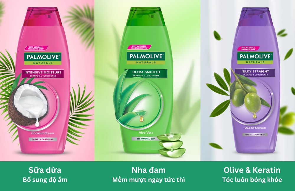 Dầu gội Palmolive có thành phần chứa nhiều chiết xuất từ thực vật