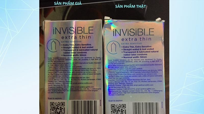 Cách phân biệt bao cao su Durex Invisible thật và giả