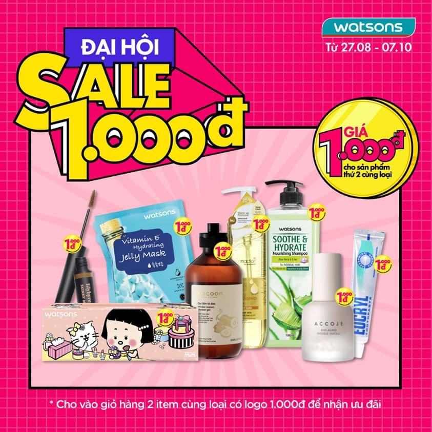 Săn deal 1000 đồng tại quà tặng phái đẹp Watsons