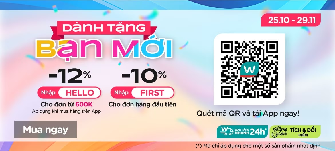 Đại tiệc Watsons 11 tháng 11 với nhiều ưu đãi cho khách hàng mới