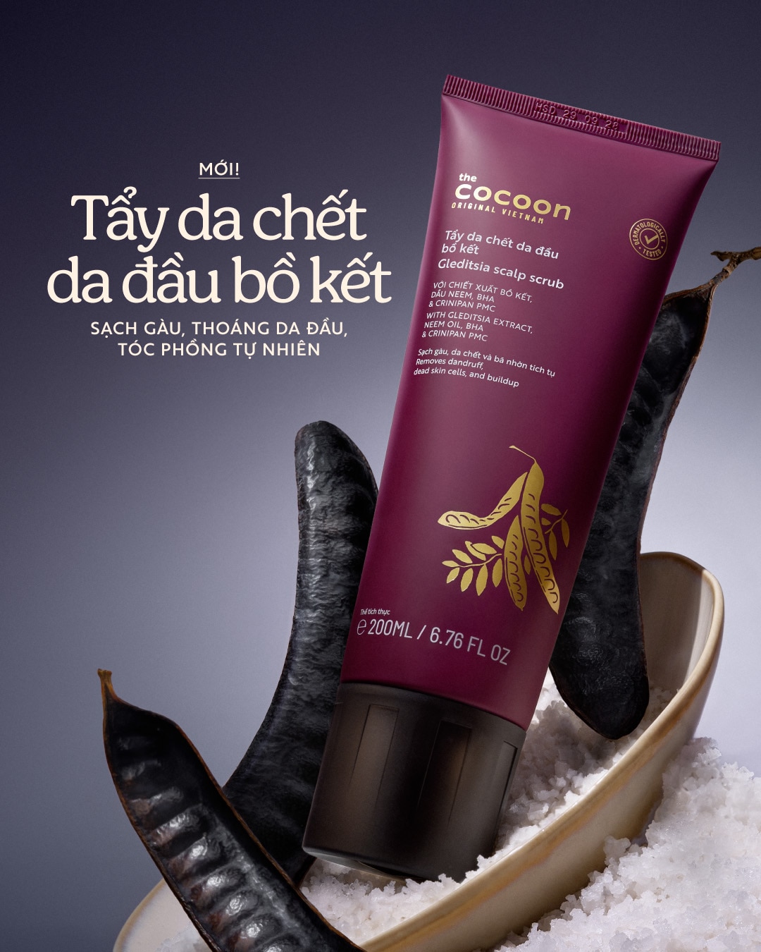 Tẩy Da Chết Da Đầu Cocoon Bồ Kết 200ml, làm sạch sâu da đầu