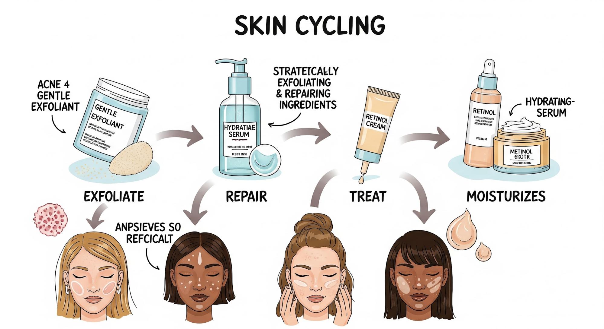 Chu Trình Skin Cycling Cơ Bản 4 Đêm: Dành Cho Người Mới Bắt Đầu