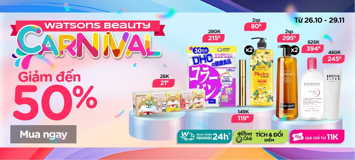 Watsons Beauty Carnival là cơ hội mua sắm mỹ phẩm hàng hiệu với giá cực hời