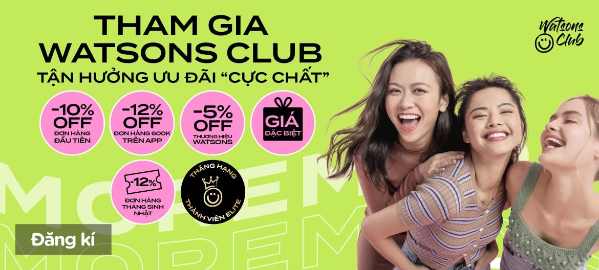 Tham gia Watsons club tận hưởng ưu đãi