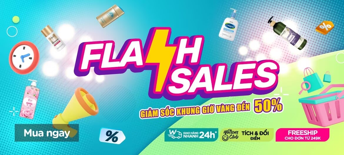 Watsons sale giữa tháng với chương trình flash sale mỗi ngày