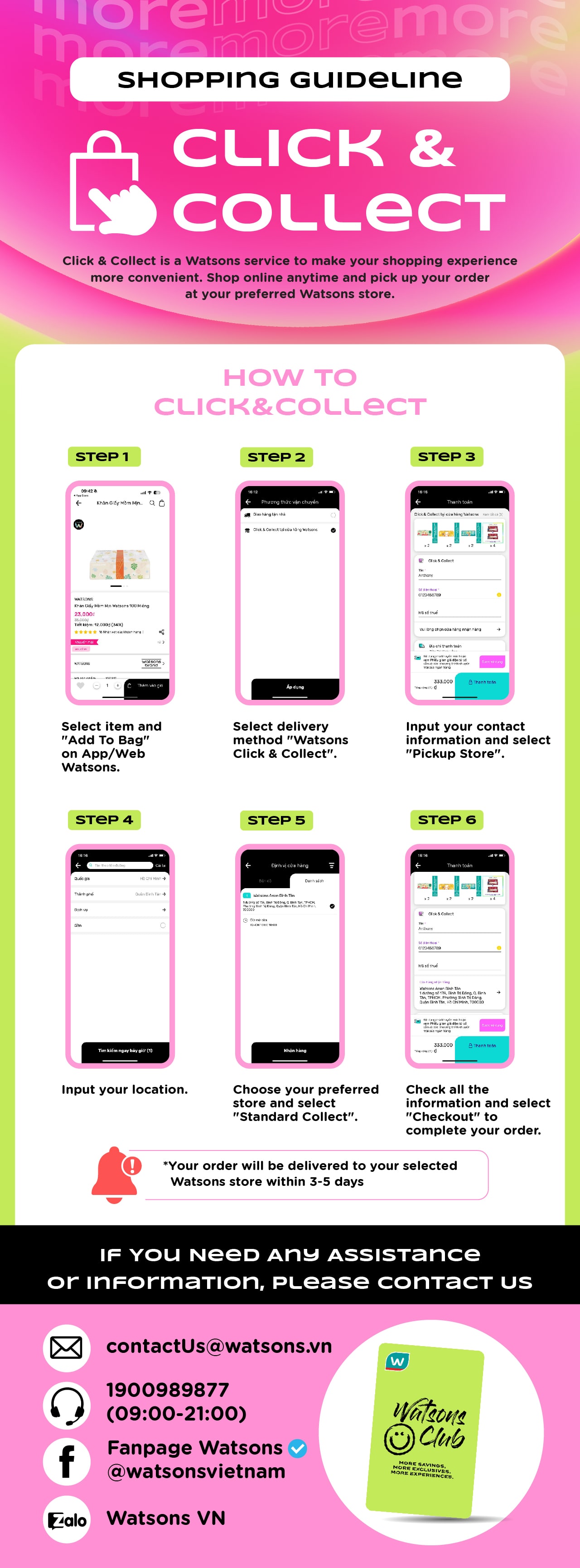 Watsons Click &amp; Collect Shopping Guideline 2024